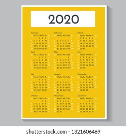 Flat concept calendar 2020