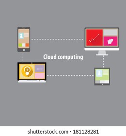 Flat concept of cloud computing service - vector illustration