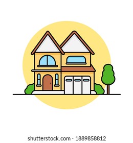Flat concept design house for icon or background - Vector 