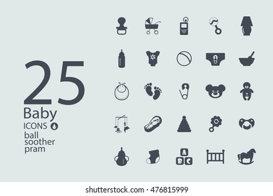 Flat concept, design , SEO. Set modern Icons mobile applications and web design. Working optimization: Baby symbols collection