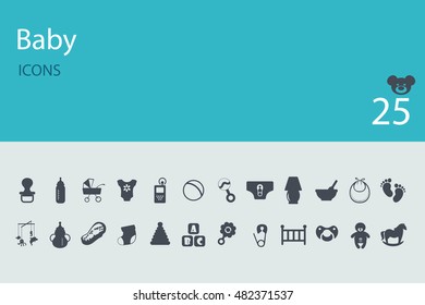 Flat concept, design , SEO. Set modern Icons mobile applications and web design. Working optimization: Baby symbols collection