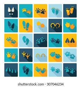 Flat concept design with shadow collection different footprints,