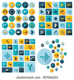 Flat concept design with shadow collection arrow