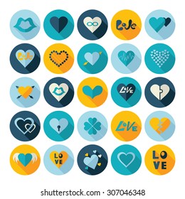 Flat concept design with shadow collection hearts