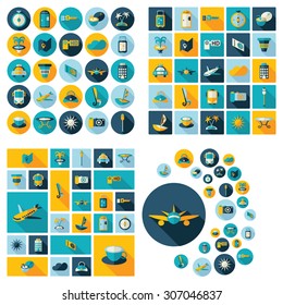 Flat concept design with shadow collection travels