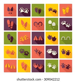 Flat concept design with shadow collection different footprints,