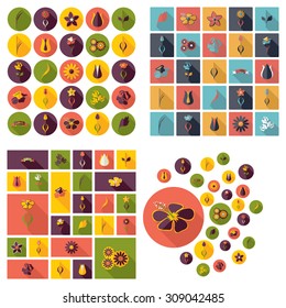Flat concept design with shadow collection flowers