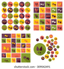 Flat concept design with shadow collection different footprints,