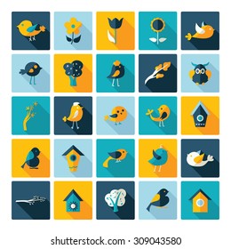 Flat concept design with shadow collection birds