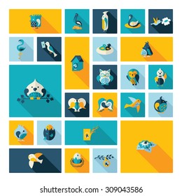 Flat concept design with shadow collection birds
