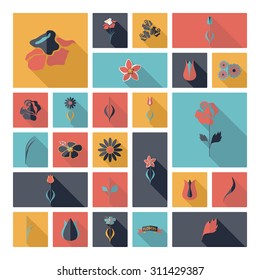 Flat concept design with shadow collection flowers