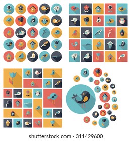 Flat concept design with shadow collection bird