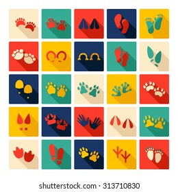 Flat concept design with shadow collection different footprints,