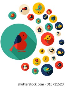 Flat concept design with shadow collection bird