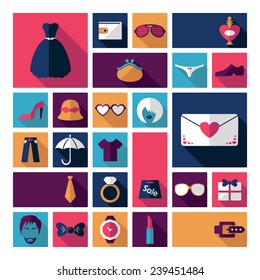 Flat concept, design with shadow, fashion style