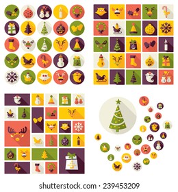 Flat concept, design with shadow, new year, Christmas 2015