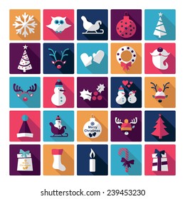 Flat concept, design with shadow, new year, Christmas 2015