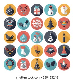 Flat concept, design with shadow, new year, Christmas 2015