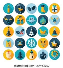 Flat concept, design with shadow, new year, Christmas 2015