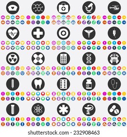 Flat concept, design with shadow, SEO. Set modern Icons mobile applications and web design. Working optimization:  medicine icons