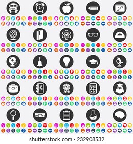 Flat concept, design with shadow, SEO. Set modern Icons mobile applications and web design. Working optimization:  icons of education