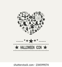 Flat concept, design with shadow, SEO. Set modern Icons mobile applications and web design. Working optimization: Halloween icons