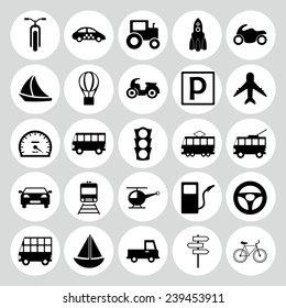 Flat concept, design with shadow, SEO. Set modern Icons mobile applications and web design. Working optimization:  transportation