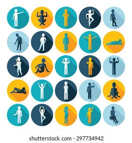 Flat concept design with shadow SEO stick figure icon