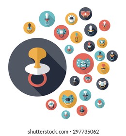 Flat concept design with shadow SEO nipple pacifier icon