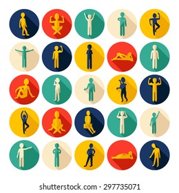 Flat concept design with shadow SEO stick figure icon