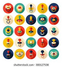 Flat concept design with shadow SEO nipple pacifier icon