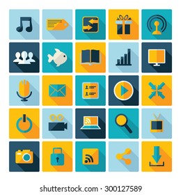 Flat concept design with shadow SEO technology icons
