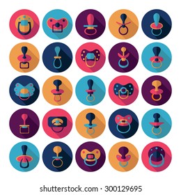 Flat concept design with shadow SEO nipple pacifier icon