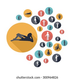 Flat concept design with shadow SEO stick figure icon