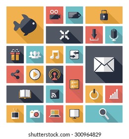 Flat concept design with shadow SEO technology icons
