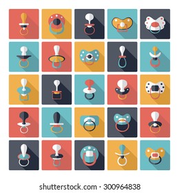 Flat concept design with shadow SEO nipple pacifier icon