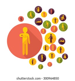 Flat concept design with shadow SEO stick figure icon