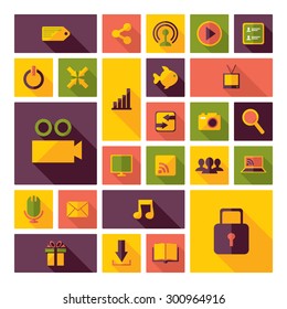 Flat concept design with shadow SEO technology icons