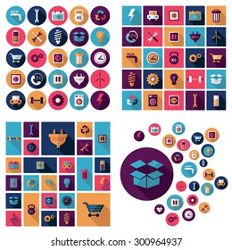Flat concept design with shadow SEO flat icons