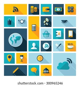 Flat concept design with shadow SEO business icons