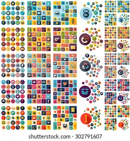 Flat concept design with shadow SEO flat icons