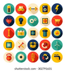 Flat concept design with shadow SEO flat icons