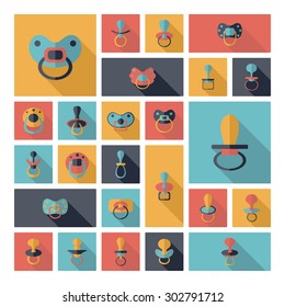 Flat concept design with shadow SEO nipple pacifier icon