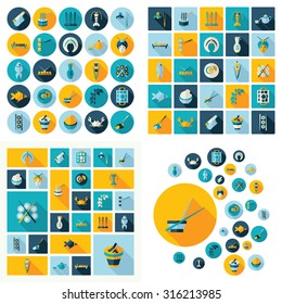 Flat concept design with shadow  Set sushi