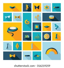 Flat concept design with shadow  Set pasta