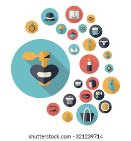 Flat concept design with shadow  Set Lady's objects 