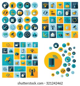 Flat concept design with shadow  Set technologies