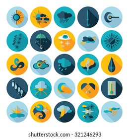 Flat concept design with shadow  Set weather