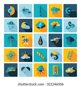 Flat concept design with shadow  Set weather