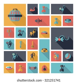 Flat concept design with shadow  Set cat